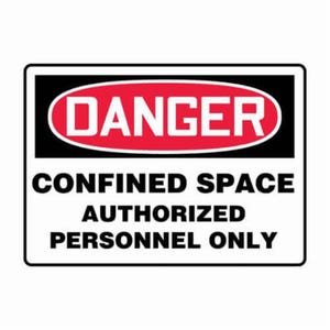 Accuform® MCSP141VA Safety Sign, DANGER CONFINED SPACE AUTHORIZED PERSONNEL ONLY, 10 in x 14 in, Aluminum