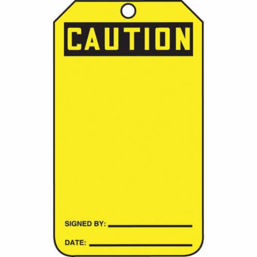 Accuform® MDT623CTP Safety Tag, CAUTION (BLANK) Legend, Black/Yellow Legend/Background, 5-3/4 in H x 3-1/4 in W, PF-Cardstock