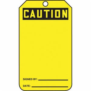 Accuform® MDT623CTP Safety Tag, CAUTION (BLANK) Legend, Black/Yellow Legend/Background, 5-3/4 in H x 3-1/4 in W, PF-Cardstock