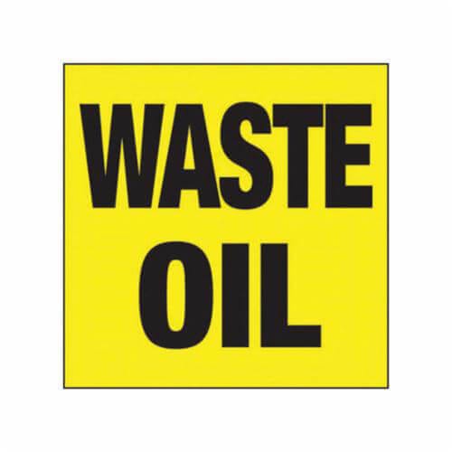Accuform® MHZW514EVP Drum and Container Label, 6 in Length, 6 in Width, WASTE OIL Legend, Black/Yellow Legend/Background, Vinyl