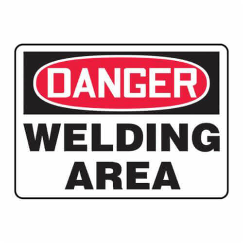 Accuform® MWLD017VA Danger Safety Sign, Header: DANGER, Text Legend: DANGER WELDING AREA, 0.04 in Aluminum, 10 in H x 14 in W