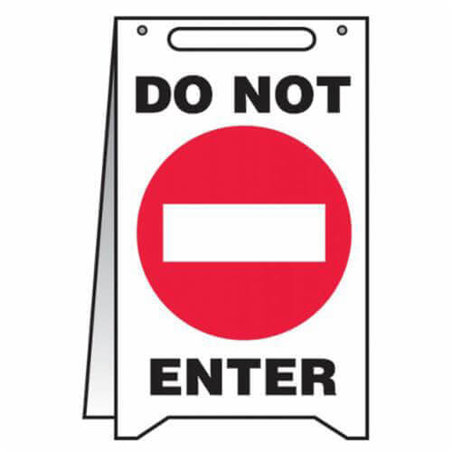 Accuform® PFR225 Floor Safety Sign, Free-StandingText/Symbol Legend, DO NOT ENTER (w/Picto) Legend, Plastic, 20 in H x 12 in Width