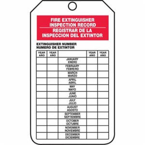 Accuform® SBTRS217CTP Fire Extinguisher Safety Tag, Fire Extinguisher Inspection Record/REGISTRAR DE LA INSPECCION DEL EXTINTOR