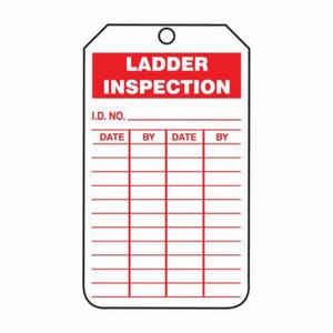 Accuform® TRS248CTP Inspection Tag, LADDER INSPECTION Legend, Red on White Legend/Background, 5-3/4 in Height, 3-1/4 in Width
