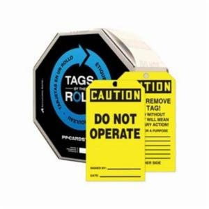 Accuform® TAR130 Safety TagCAUTION DO NOT OPERATE Legend, Black on Yellow Legend/Background, 6-1/4 in H x 3 in W