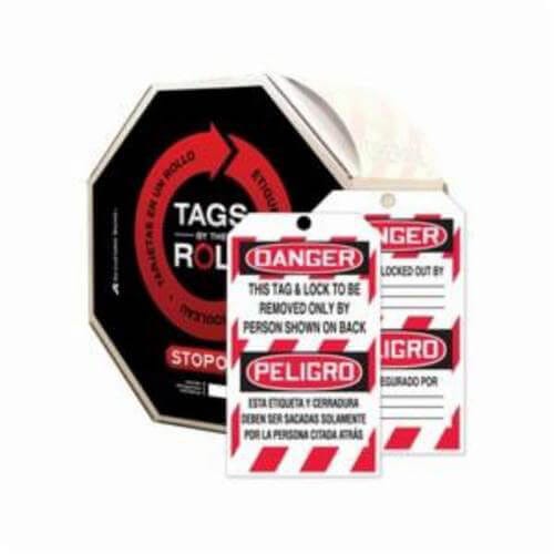 Accuform® TAR464 Danger Tag, Bilingual, DANGER THIS TAG & LOCK TO BE REMOVED ONLY BY PERSON SHOWN ON BACK (LOTO)