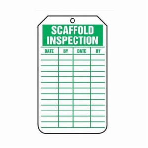 Accuform® TRS317PTM Equipment Status Safety Tag, SCAFFOLD INSPECTION Legend, Green/White Legend/Background, 5-3/4 in H, 3-1/4 in W