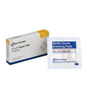 First Aid Only® A202F Sterile Gauze Dressing, 2 x 2 in, 6 pads per box