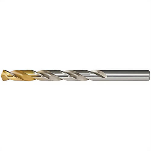Alfa Tools® S40120TT Titanium Nitride Coated Tipped Jobber Drills, Heavy Duty, 135° Split Point, 23/64 in, 3-1/2 in Flute Length