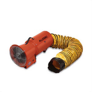 Allegro® 9514-25 Axial Blower with Canister and 25 ft Ducting, 120 VAC, 8 in dia Duct, 1,275 CFM Max Flow in Free Air
