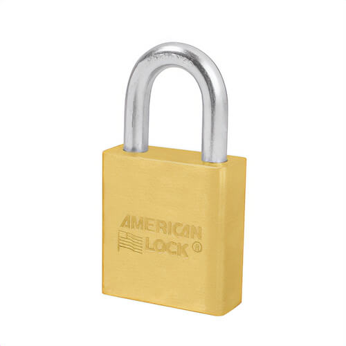 Master Lock® American Lock® A20KA Non-Rekeyable Safety Padlock, Alike Key, Solid Brass Body, 5/16 in dia Shackle, Brass
