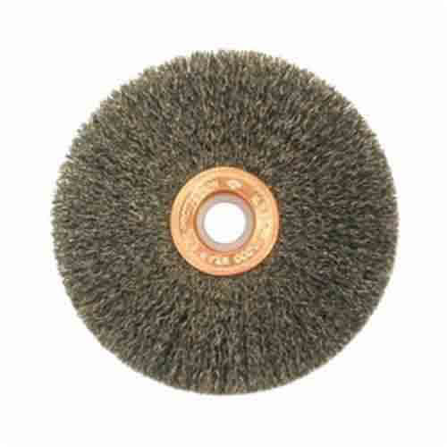 Weiler® 09064 Anderson Crimped Wire Wheel Brush, SS Series, 3 in dia x 5/8 in W, 1/2 to 3/8 in, 0.014 in Crimped Wire