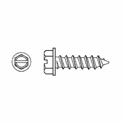BBI® 696467 Type A Self-Tapping Screw, #8-15, 2 in OAL, Hex Washer Head, Slotted Drive, Low Carbon Steel