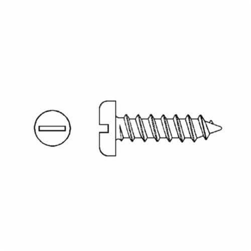 BBI® 696384 Type A Self-Tapping Screw, #10-12, 7/8 in OAL, Pan Head, Slotted Drive, Low Carbon Steel