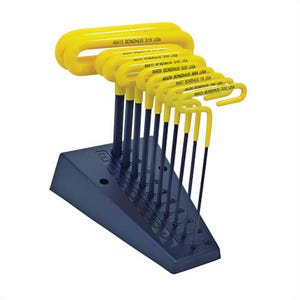 Bondhus® 46490 Hex Key Set with Stand, 10 pc, 3/32 to 3/8 in Hex, Hex Drive, Cushion Grip/Loop T-Handle Handle, Protanium® High Torque Steel, ProGuard™