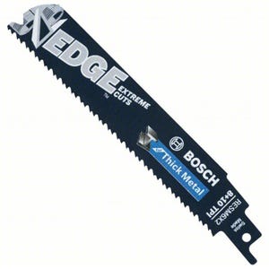 Bosch RECM6X2B EDGEâ„¢ Reciprocating Saw Blade, 6 in Length, 0.35 in Thickness, 14/18, Turbo Teeth, HSS Cutting Edge, Bi-Metal Body