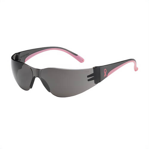 Bouton® 250-11-5501 Eva® Petite Lightweight Protective Glasses, Anti-Scratch, Gray Lens, Rimless Polycarbonate Frame, Gray/Pink