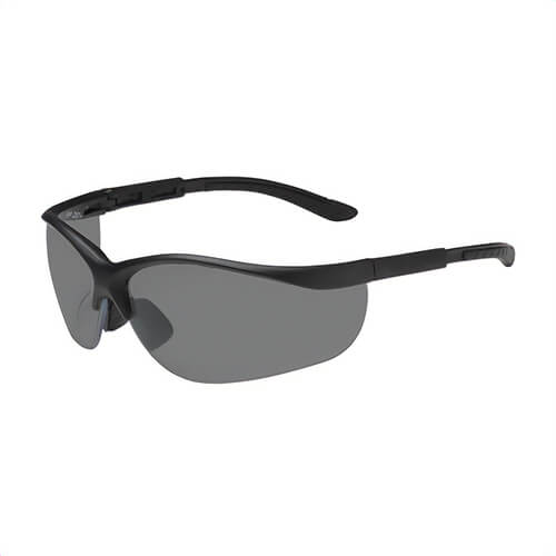 Bouton® 250-21-0401 Hi-Voltage AC™ Dual Lens Protective Glasses, Anti-Scratch, Gray Lens, Semi-Rimless Frame, Black