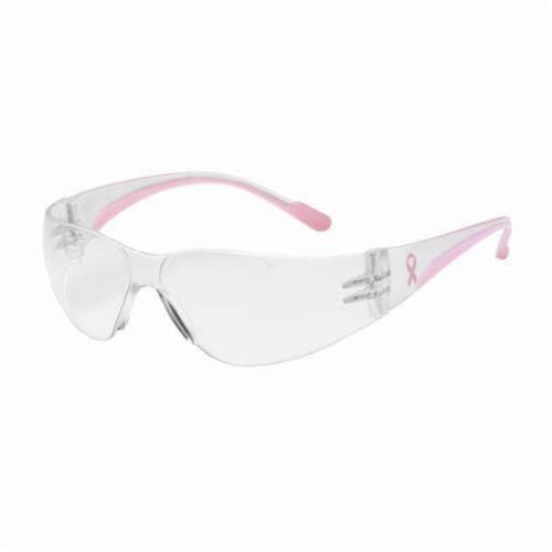 Bouton® 250-11-0900 Eva® Petite Lightweight Protective Glasses, Anti-Scratch, Polycarbonate Clear Lens and Rimless Frame, Clear/Pink