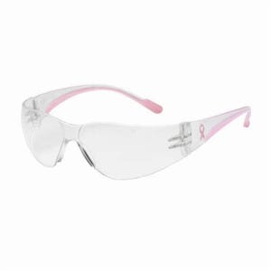 Bouton® 250-11-0900 Eva® Petite Lightweight Protective Glasses, Anti-Scratch, Polycarbonate Clear Lens and Rimless Frame, Clear/Pink