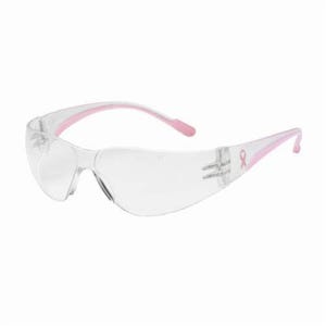Bouton® 250-11-0920 Eva® Petite Lightweight Protective Glasses, Anti-Fog/Anti-Scratch, Clear Lens, Rimless Polycarbonate Frame, Clear/Pink