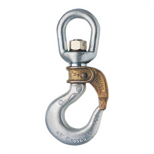 Bullard® 1050221 BL-C Golden Gate® Closed Swivel Bail Hook with Pin-Lok Self-Closing Gate, #2 Trade, 0.9 ton Load, Swivel Attachment