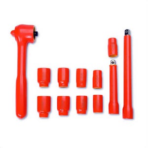 Cementex ISS12-12L Socket Set, Deep Wall, 1/2 in Square Drive, 12 pc