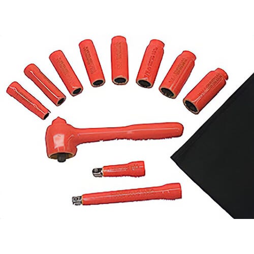 Cementex ISS38-11L Socket Set, Deep Wall, 3/8 in Square Drive, 11 pc