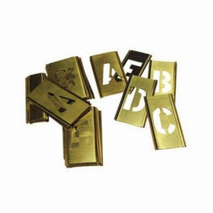 C.H.Hanson® 10028 33 pc Interlocking Reusable Single Letter Stencil Set, 1 in H, Gold, 28 ga Brass