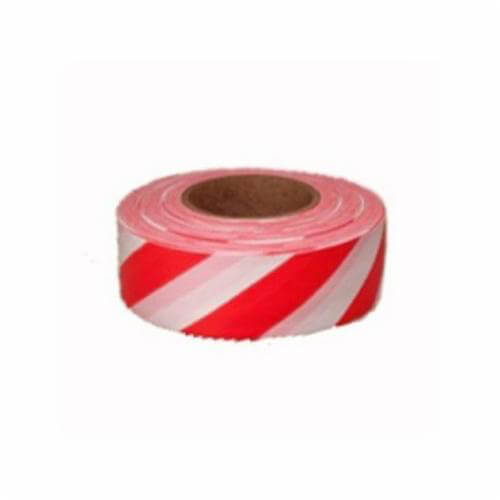 C.H.Hanson® 17025 Flagging Tape, Standard Red/White Stripe, 300 ft L x 1-3/16 in W, Polyethylene