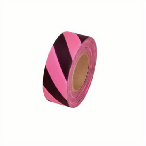 C.H. Hanson® 17055 Flagging Tape, Fluorescent Pink/Black Stripe, 150 ft L x 1-3/16 in W