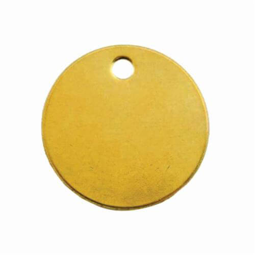 C.H.Hanson® 41847 1-Hole Blank Tag, 1-3/8 in W, 18 ga Brass, Round Shape