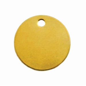 C.H.Hanson® 41847 1-Hole Blank Tag, 1-3/8 in W, 18 ga Brass, Round Shape