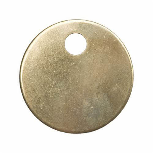 C.H.Hanson® 41857 1-Hole Blank Tag, 1-1/2 in W, 18 ga Brass, Round Shape