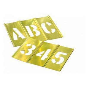C.H.Hanson® 10066 45 pc Interlocking Reusable Single Letter and Number Stencil Set, 1/2 in H, Gold, 28 ga Brass