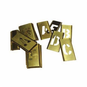 C.H.Hanson® 10167 33 pc Interlocking Reusable Oversized Letter Stencil Set, 12 in H, Gold, 28 ga Brass