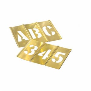 C.H.Hanson® 10116 77 pc Interlocking Reusable Single Letter and Number Stencil Set, 6 in H, Gold, 28 ga Brass
