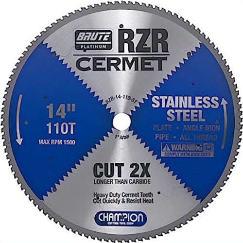 Champion RZR-14-110-ST Cermet Circular Saw 14 in, 110TX1