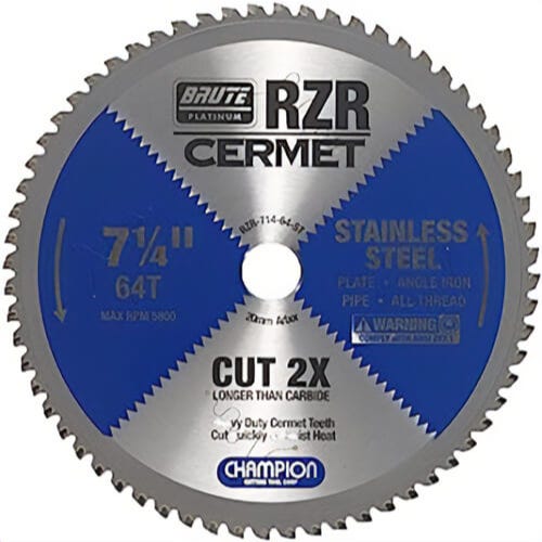 Champion Cutting Tool RZR-714-64-ST Cermet Saw 7-1/4 in x 64 T x 20