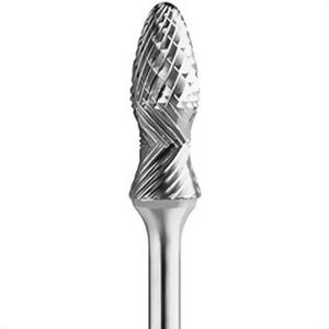 Champion Cutting Tool SF5RA Double Cut Carbide Bur, Tree Radius End, 1/2 in Cutting dia, 1-1/4 in Length of Cut, 1/4 in Shank