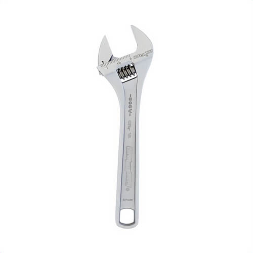 Channellock® 808W Adjustable Wrench, 1-3/16 in, Polished Chrome, 8 in OAL, 17/32 in Chrome Vanadium Steel Jaw, Alloy Steel Body