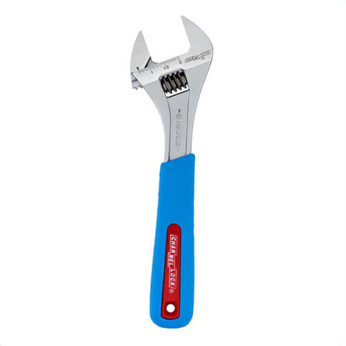 Channellock® 810WCB Adjustable Wrench, 4-Thread Knurl, Chrome Vanadium Steel, Chrome Finish, 10 in x 2.91 in x 0.62 in