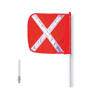 Justrite® FS6X-QD-O Checkers General Purpose Non-Lighted Warning Whip with 3M® Scotchlite® White Reflective x