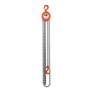 CM® 2264A Series 622A Hand Chain Hoist, 1 ton Rated Capacity, 30 ft Standard Lift, 13 in Headroom, Weston Load Brake, Forged Swivel Hooks with Latches