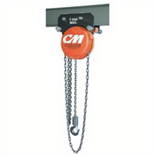 CM® 4783 Cyclone Army Type Manual Geared Trolley Hoist, 3 ton Load, 15 ft H Lifting, 18-7/8 in Min Between Hooks, 1-5/8 in Hook Opening, 85 lb Rated
