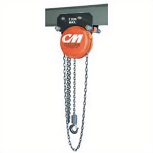CM® 4822 Cyclone Army Type Manual Geared Trolley Hoist, 10 ton Load, 20 ft H Lifting, 28-1/4 in Min Between Hooks, 2-5/16 in Hook Opening, 93 lb Rated