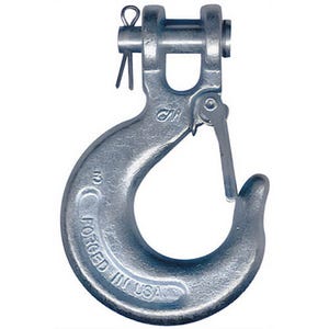 CM® 66273 Slip Hook with Latch, 5/6 in Trade, 3900 lb Load, 43 Grade, Clevis Attachment, Carbon Steel