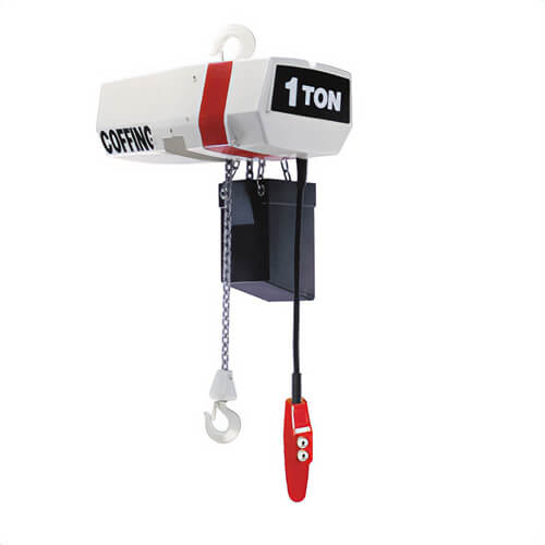 Coffing® Hoists 10050W 10 EC Series Single Reeving Small Frame Electric Chain Hoist, 0.5 ton Load, 15 ft H Lifting, 1/2 hp Power Rating