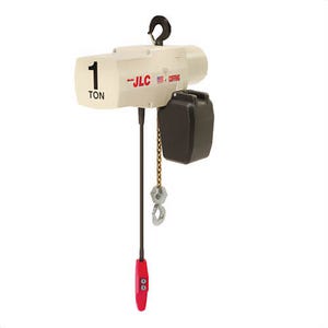 Coffing® Hoists 08244W JLC Single Reeving Electric Chain Hoist with Chain Container, 1 ton Load, 15 ft H Lifting, 1 hp Power Rating