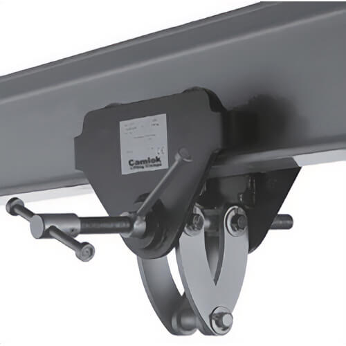 CM® 05500026 CTP Adjustable Trolley Clamp, 7-7/8 in - 11-7/8 in Jaw, 35 in Min Radius Curve, 4,400 lb Working Load Limit, 2 ton